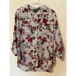 By & By Floral Striped Blouse